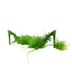 Dolls Kill Azalea Wang Penn Feather Heels Lime Green Womens 6